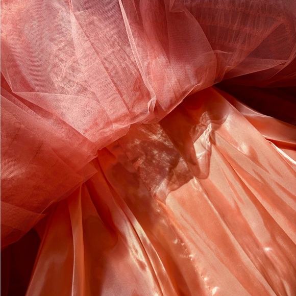 SOLD - 1950s Vintage Layered Mesh Tulle & Velvet Tiered Cupcake Dress Pink Prom - Picture 9 of 11